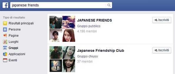 Giapponesi su Facebook